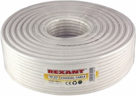 Фото 1/8 01-2221, Кабель коаксиальный RG-6U+Cu, 75 Ом, Cu/Al/Cu, 64%, бухта 100 м, белый (за 1 м)