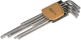 Фото 1/2 RF-5098TXL, Набор ключей TORX T10Н-Т50H Г-образных удлиненных 9 предметов с держателем ROCKFORCE