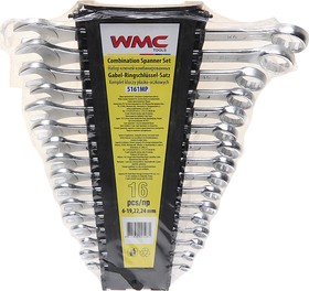 WMC-5161MP, Набор ключей комбинированных 6-19,22,24мм 16 предметов в пластиковом держателе WMC TOOLS