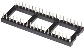 Фото 1/2 W30540TTRC, 2.54mm Pitch Vertical 40 Way, Through Hole Turned Pin Open Frame IC Dip Socket, 5A