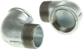 Фото 1/2 770092208, Galvanised Malleable Iron Fitting, 90° Elbow, Male BSP 1-1/2in to Female BSP 1-1/2in