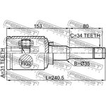 1011-J300LH, Шрус внутренний левый 31x35x34