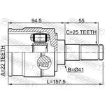 1211-I30LH, ШРУС ВНУТРЕННИЙ ЛЕВЫЙ 22X41X25