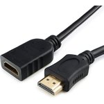 Кабель-удлинитель HDMI 0.5м v2.0 19M/19F медь, позол.разъемы, черный CC-HDMI4X-0.5M