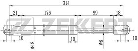 GF-2080, Амортизатор капота Chrysler 300C 04- Zekkert