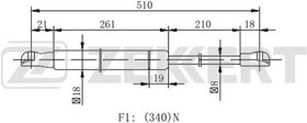 gf-2390, Пружина газовая багажника Peugeot 206 98-