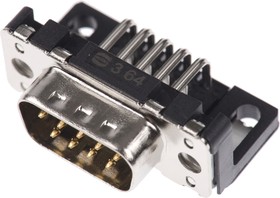 Фото 1/5 09651627811, Harting 9 Way Right Angle Through Hole D-sub Connector Plug, 2.74mm Pitch, with Boardlocks, M3 Threaded Inserts