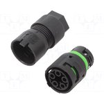 3802/V-M-5P-BK, Разъем: питания AC; "мама"; 0,5-1,5мм2; 16А; 400В; на провод; IP68