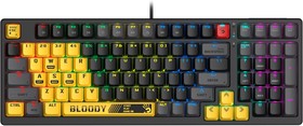 Клавиатура A4TECH Bloody S98, USB, желтый серый [sports lime]