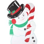 502-394, Фигура Снеговик в шляпе 175*90 см, цвет белый