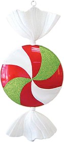 502-242, Елочная фигура Леденец, 102 см, цвет белый, красный и зеленый