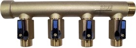 003633, Brass Pipe Fitting, Straight Compression Manifold, Male 3/4in to Male 1/2in