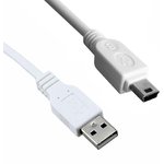 3021055-03, USB Cables / IEEE 1394 Cables USB 2.0 M TO M STRAT 3FT CORD WHITE