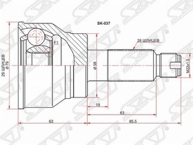 SK-037, Шрус наружный SUZUKI SX4 YA/YB11 M15A AT/06-