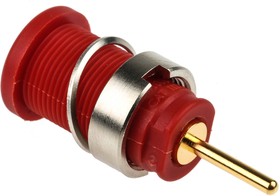 972359101, Red Female Banana Socket, 4 mm Connector, Solder Termination, 24A, 1000V ac/dc, Gold