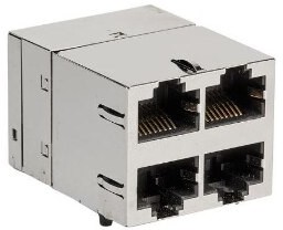 2250554-1, Modular Connectors / Ethernet Connectors MagJack RJ45,2X2,5G,4PPOE 600mA,GA/GA,/,WAVE SOLDER