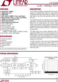 LTC2208CUP#PBF, 16 Bit Analog to Digital Converter 1 Input 1 Pipelined ...