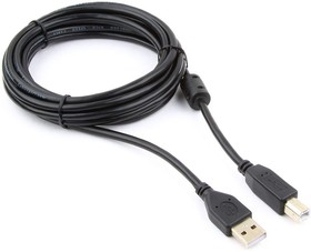 Фото 1/9 Кабель USB 2.0 Pro Cablexpert, AM/BM, 3м, экранировка, ферритовые кольца, пакет, черный CCF-USB2-AMBM-10