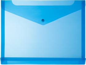 Фото 1/4 Папка-конверт на кнопке горизонт с расшир Attache, А4, синий 180мкм 5шт/уп
