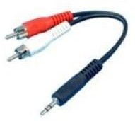 19-1670P, Audio Cables / Video Cables / RCA Cables .5mm Mini-Plug-2 RCA Plugs 6 in. Y Adptr