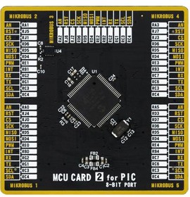 MIKROE-4030, Add-On Board, MikroE MCU Card 2, PIC18F PIC18F85K22 MCU, 2 x 168 Pin Mezzanine Connector