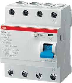 Выключатель дифференциального тока (УЗО) 4п 25А 300мА тип AC F204
