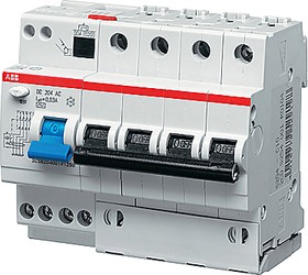 Фото 1/5 Автоматический выключатель дифференциального тока четырехполюсный 6мод. C 10А 30мА тип AC 6кА DS204 ABB
