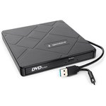 DVD±RW привод Gembird Внешний DVD-привод Gembird DVD-USB-04 USB 3.0 со встроенным кардридером и хабом пластик, черный (271668)