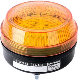 Фото 1/2 MS86W-R00-Y Светосигнальная лампа D86мм, монтаж на шпильках 3×M4, LED модуль с 3-мя режимами свечения: постоянное/ мигающее/вращение, желтый