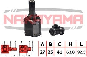 NJ7028NY, ШРУС внутр. к-кт HYUNDAI SONATA EF 02- (27x25x155.3x41)