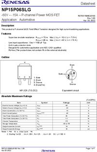 NP15P06SLG-E1-AY, MOSFETs Pch Power MOSFET -60V -15A 70mohm TO-252 ...