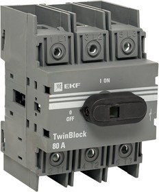 Фото 1/10 Рубильник 3п 80А с рукояткой управления для прямой установки TwinBlock PROxima EKF tb-80-3p-f