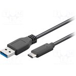 USB 3.0 adapter cable, USB plug type C to USB plug type A, 2 m, black, 71221