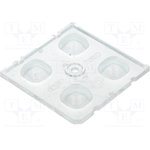 C13499, LED lens, square, transparent, H: 7.85mm