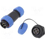 DS1110-26-04BU8A, Разъем: круглый; "папа" + "мама"; PIN: 4; 3А; IP67; 500В; пайка
