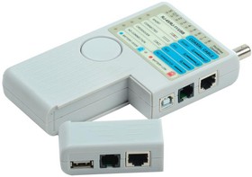 Фото 1/2 Тестер для витой пары 4в1 RJ45/RJ11/BNC/USB с элем. пит. ITK WH3468