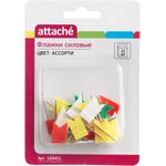 Кнопки силовые д/пробковых досок Attache ФЛАЖКИ,пластик, европ,ассор,25шт/уп