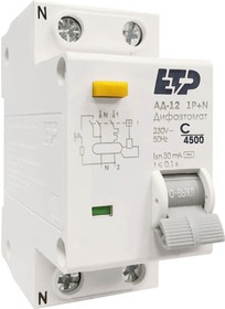 ETP Автомат дифференциальный 1P+N 40А тип АС 30 мА 4,5 кА 19016