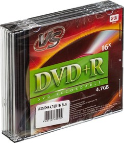 Фото 1/3 Носители информации DVD+R, 16x, VS, Slim/5, VSDVDPRSL501