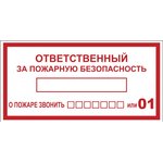 Наклейка "Ответственный за пожарную безопасность" B03 100х200мм PROxima EKF an-4-05