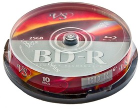 Носители информации Blu-ray BD-R, 6x, VS, Cake/10, VSBDR4CB1002 | купить в розницу и оптом