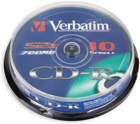 Фото 1/8 Носители информации CD-R, 52x, Verbatim Extra Protection, Cake/10, 43437