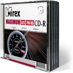 Носители информации CD-R, 52x, Mirex Maximum, Slim/5, UL120052A8F