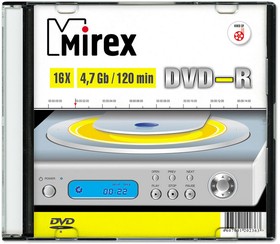 Фото 1/3 Носители информации DVD-R, 16x, Mirex, Slim/1, UL130003A1S