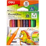 Карандаши цветные 12цв 3-гран Deli Enovation mini, пластик, EC114-12