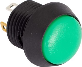 Фото 1/2 FL12LG5, Illuminated Push Button Switch, Momentary, Panel Mount, 12mm Cutout, SPST, Green LED, 5V, IP67