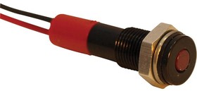 Q6F3BXXR12E, Светодиодный индикатор в панель, обрамление из черного хрома, Красный, 12 В DC, 6 мм, 20 мА, 10 мкд