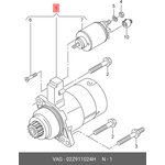 02Z911024H, Стартер_AUDI: A1+A3 1.6 TDI 10-/SKODA: FABIA 1.6 TDI 06-/VW: GOLF VI 1.6 TDI 08-