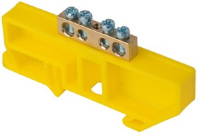 Шина нулевая N 6х9 4 отвер. латунь желт. изолятор на DIN-рейку PROxima ...