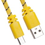 USB кабель LP Micro USB плоская оплетка желтый, европакет